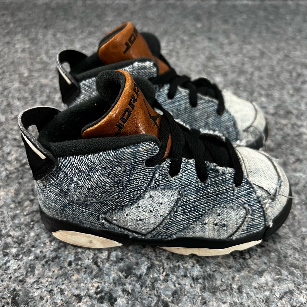 Nike Air Jordan 6 Retro Blue Washed Denim Toddler Shoes CV5488-401 Youth Size 7C